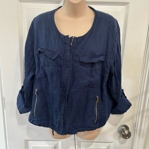 DKNY. Navy Blue Women's Jacket. Size XL 100% linen